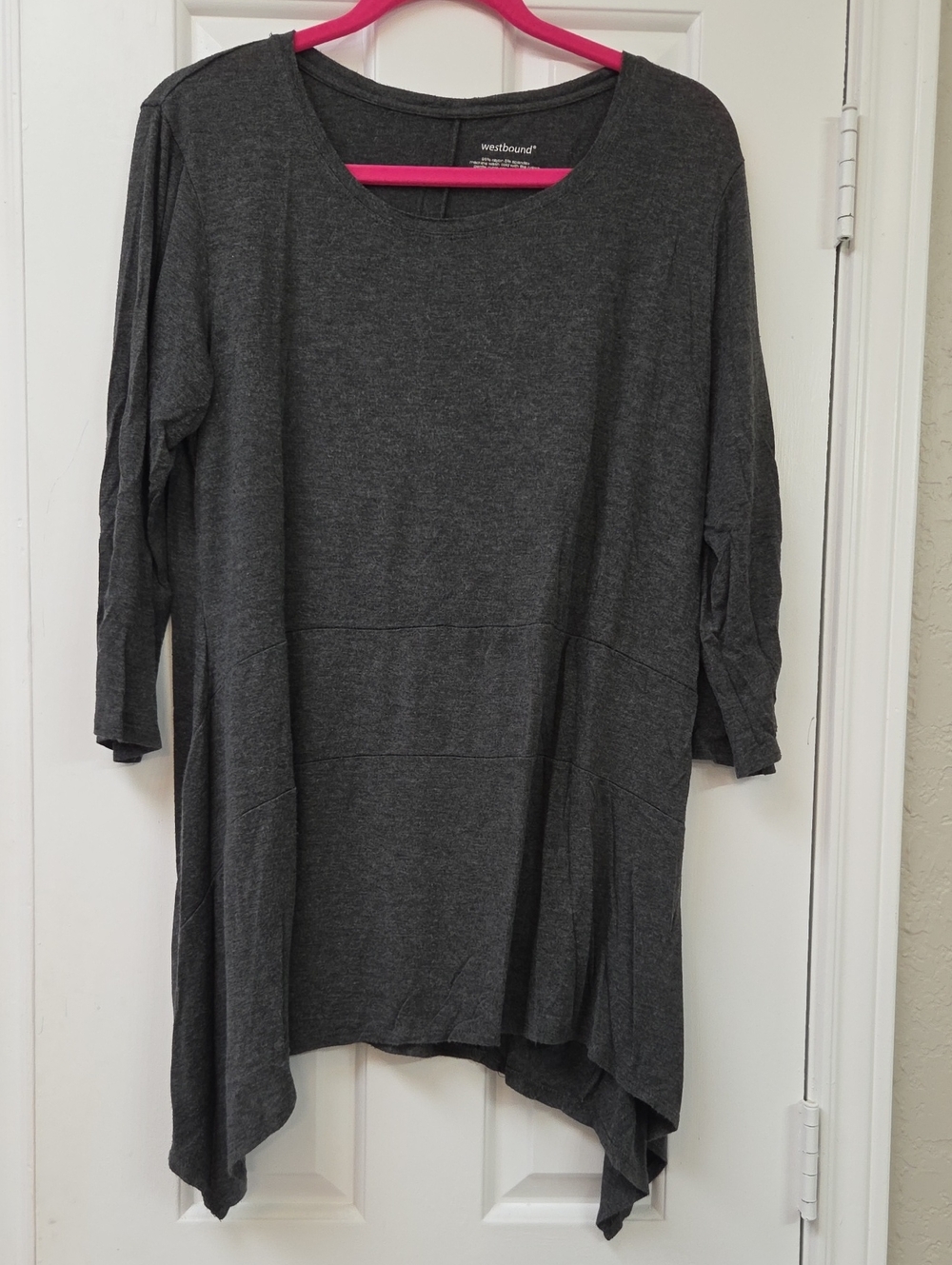 Westbound Dark Charcoal Gray Asymmetrical Tunic Top